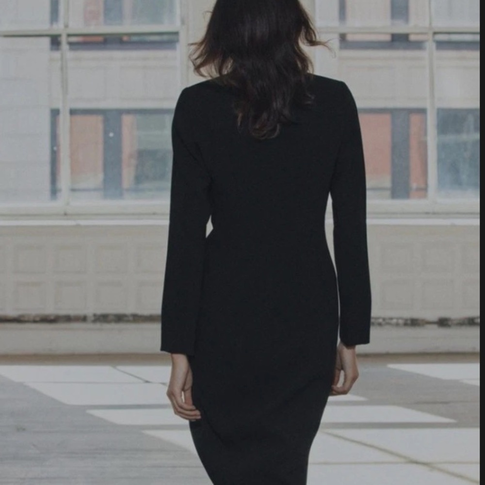 Elegant Black V-Neck Dress by Zara, Medium - Picture 3 of 10